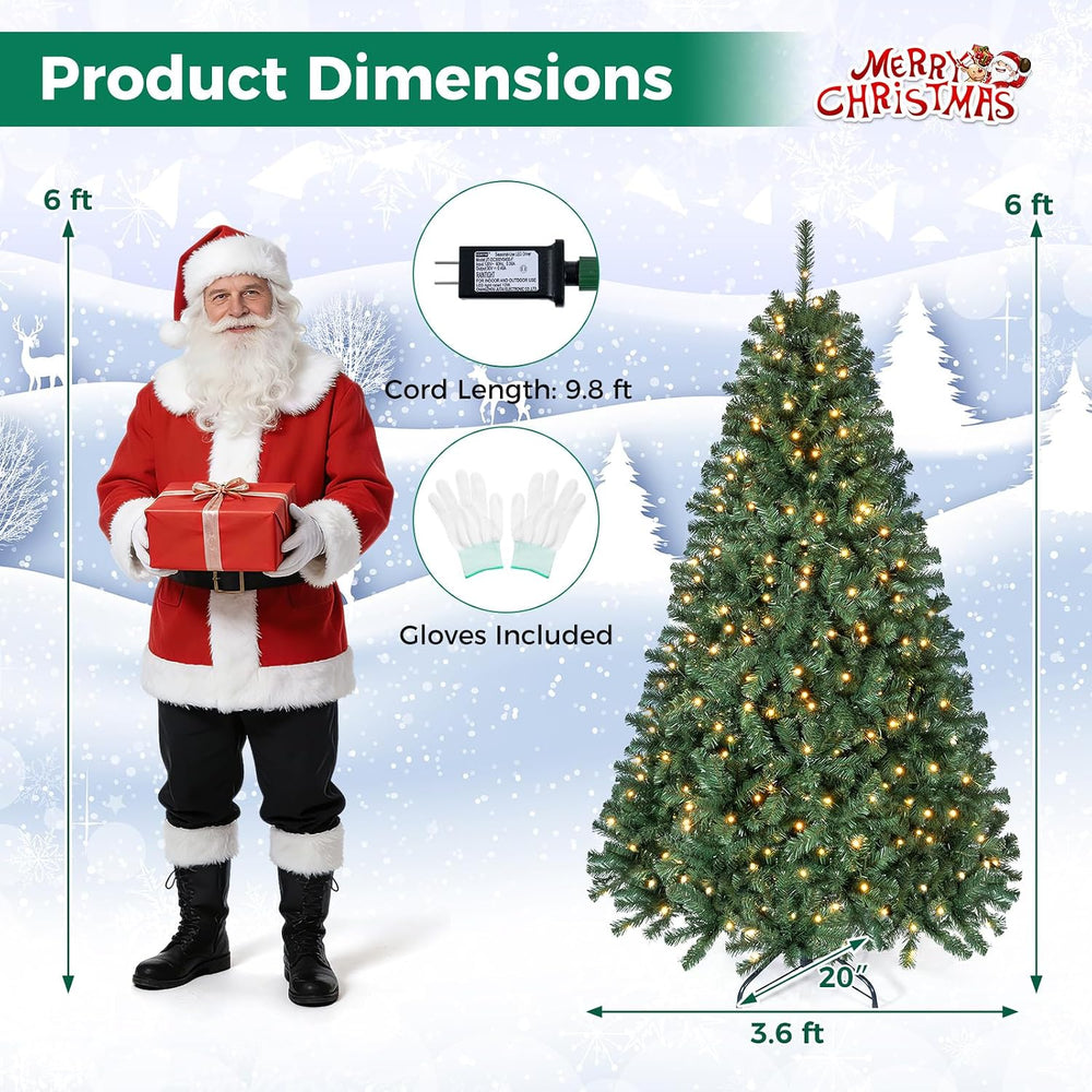 HAPPYGRILL 6 FT Prelit Artificial Christmas Tree with 300 Smart RGB Lights