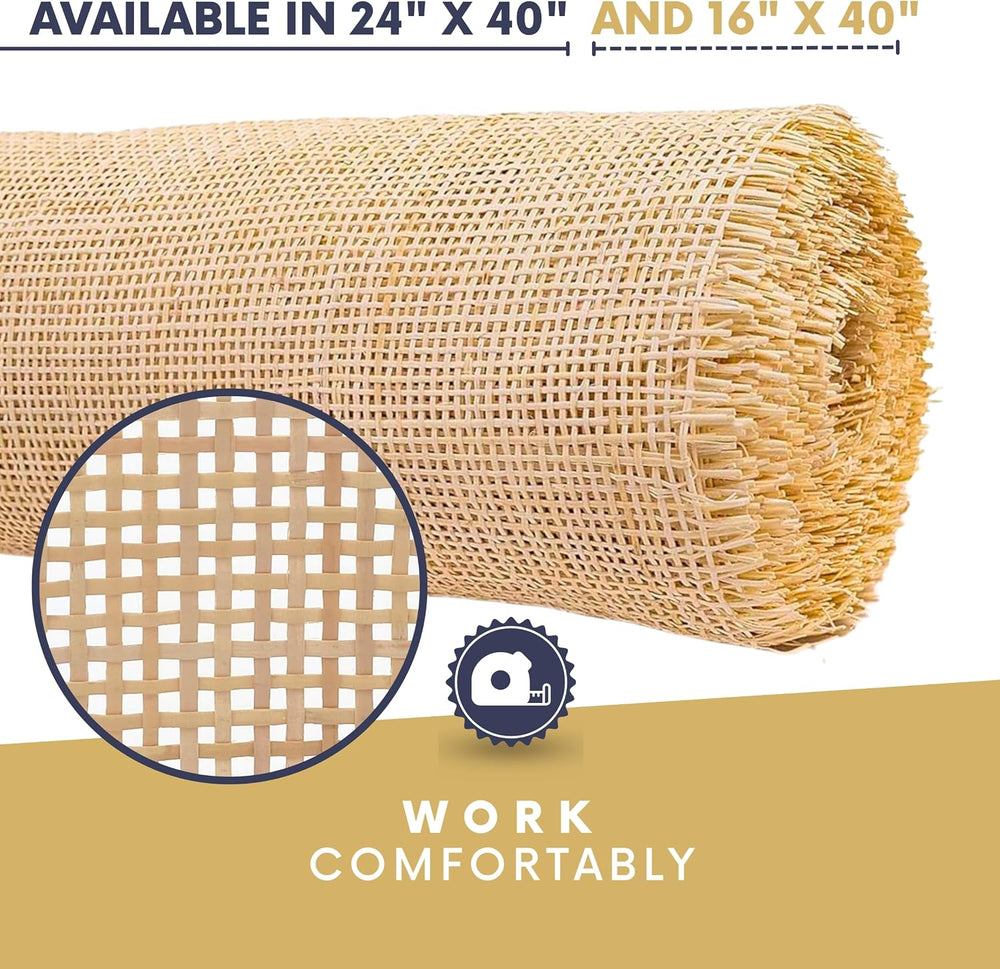 Natural Rattan Cane Webbing Roll โ Prewoven Wicker Sheet for Furniture Repair...