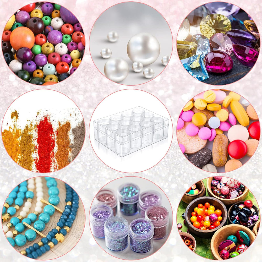 Xinnun 8 Pcs Bead Organizer Clear Diamond Art Storage with Lid, 12 Grids