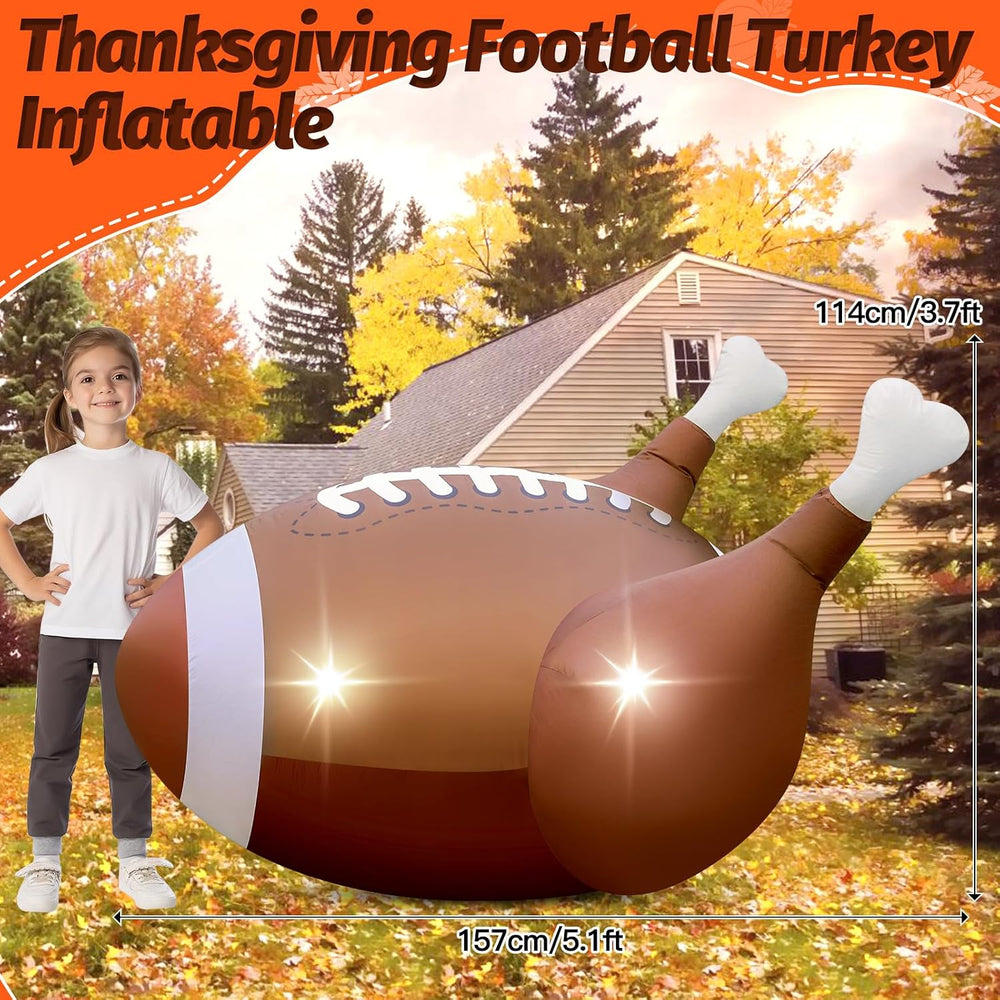 5FT Thanksgiving Inflatable Football Turkey Outdoor Decorations Giant Blow Up...