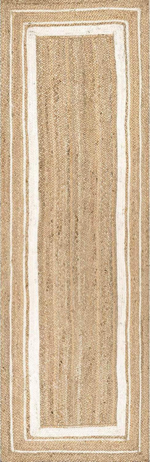nuLOOM Rikki Off White Bordered Power Loomed Runner Rug, 2' x 6'