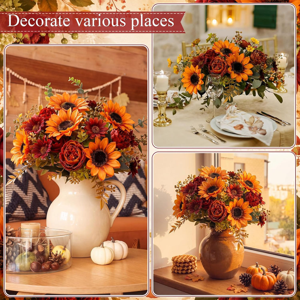 8 Bundles Artificial Fall Flowers