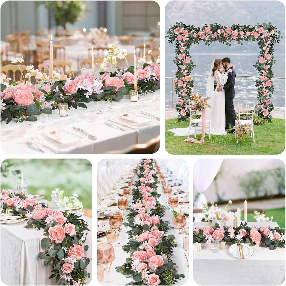 Lvydec 2 Pack Artificial Peony Flower Garland - 6ft Silk Peony Vine Willow Le...