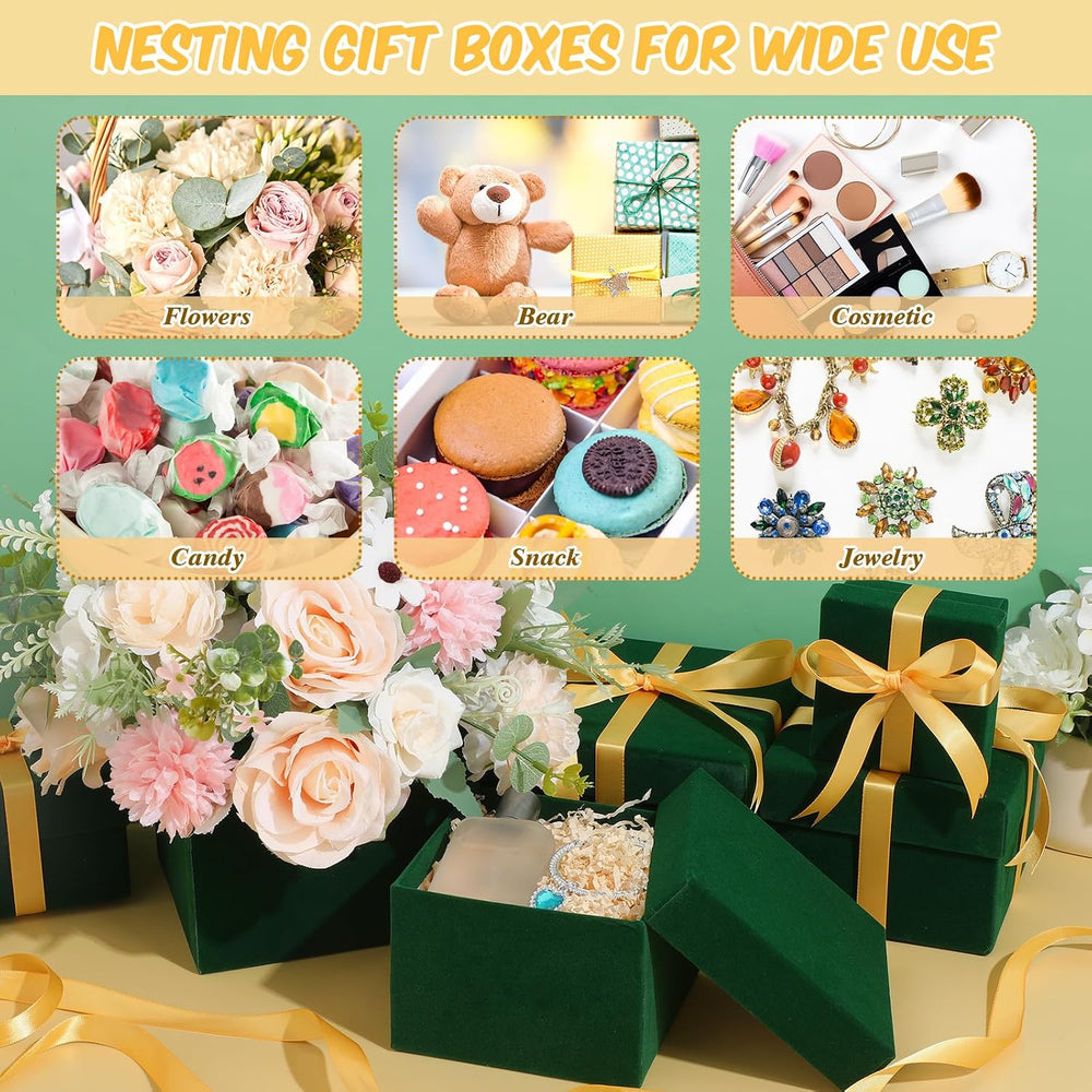 Fulmoon 8 Pcs Christmas Nesting Gift Boxes with Lids, Green
