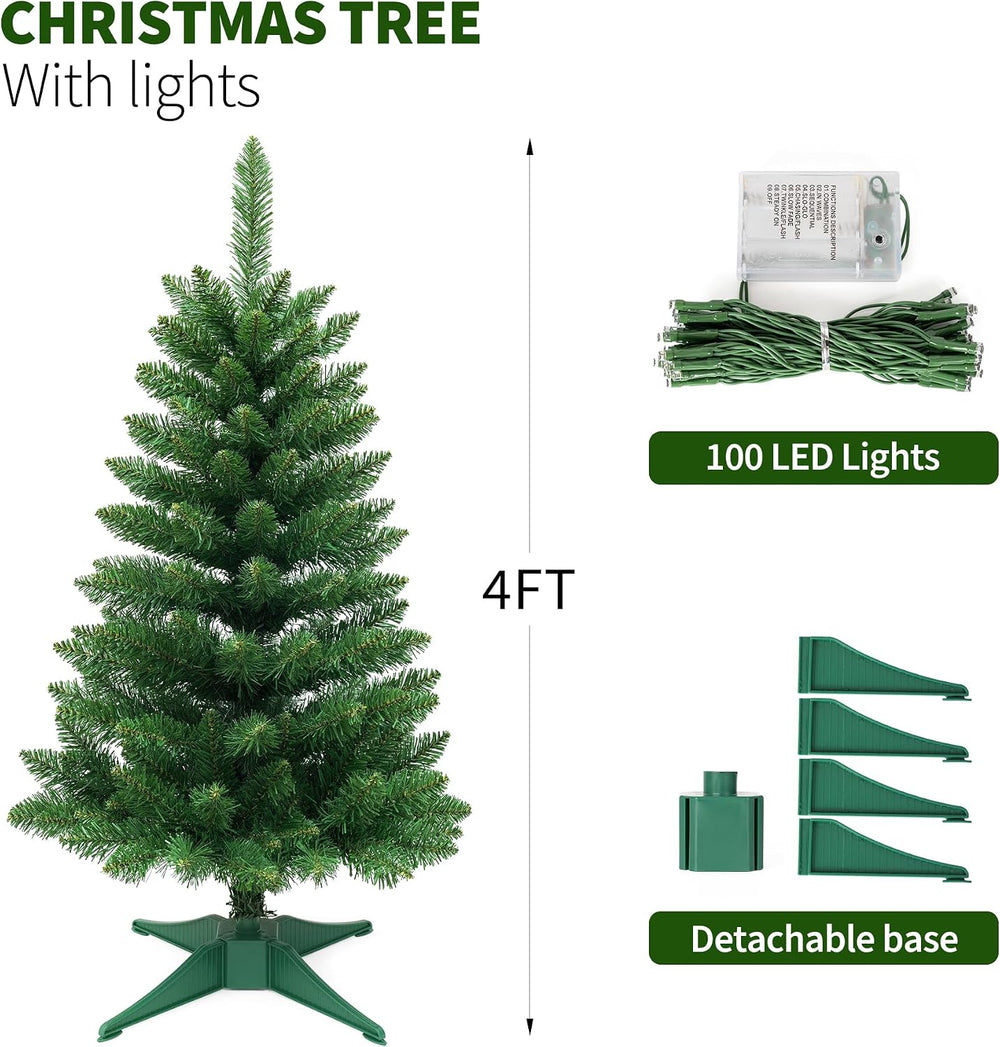 4FT Artificial Small Christmas Tree Mini Tabletop Decor Green