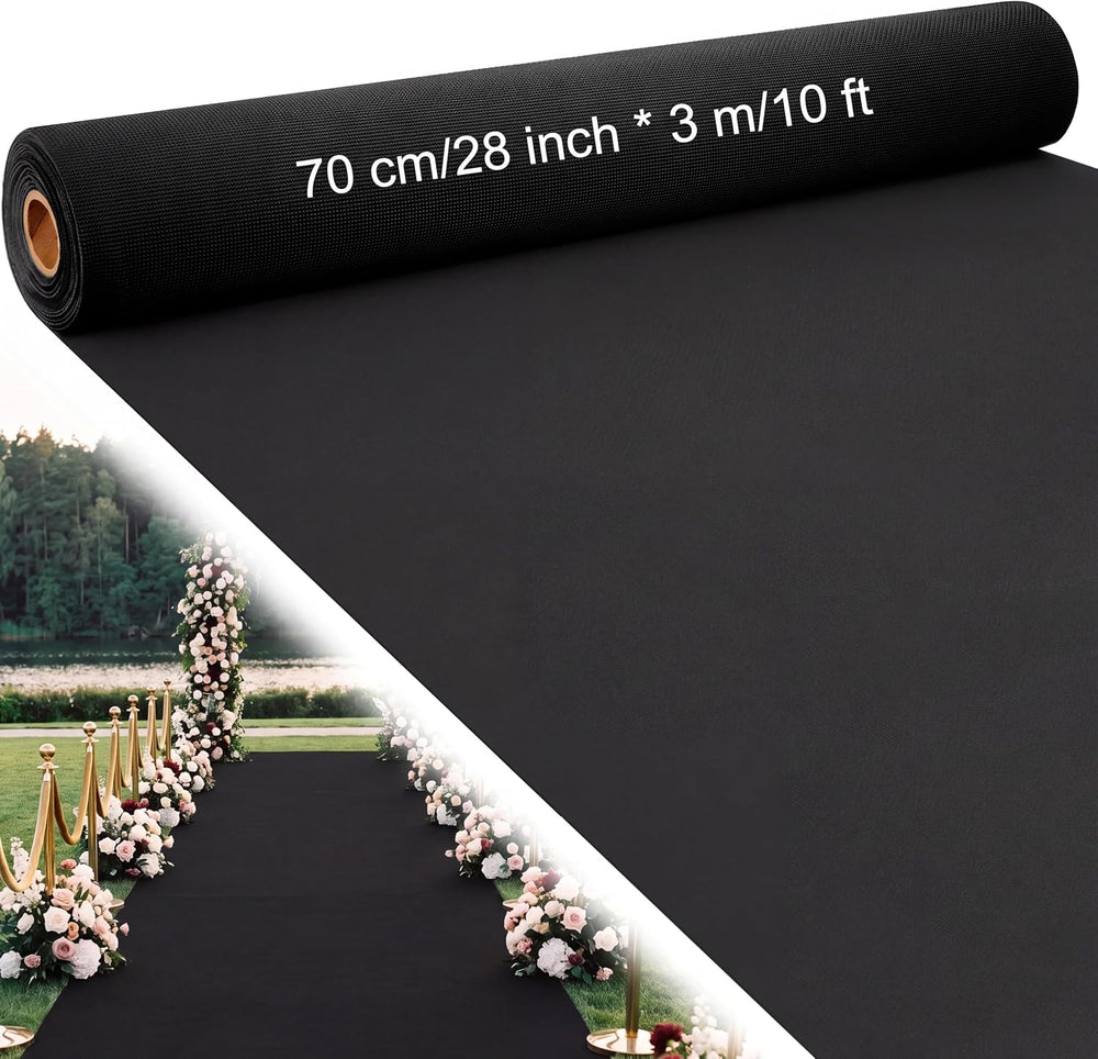 Boao 10 X 2.3 Ft Neoprene Carpet Runner Black, Non Slip Rubber Backed