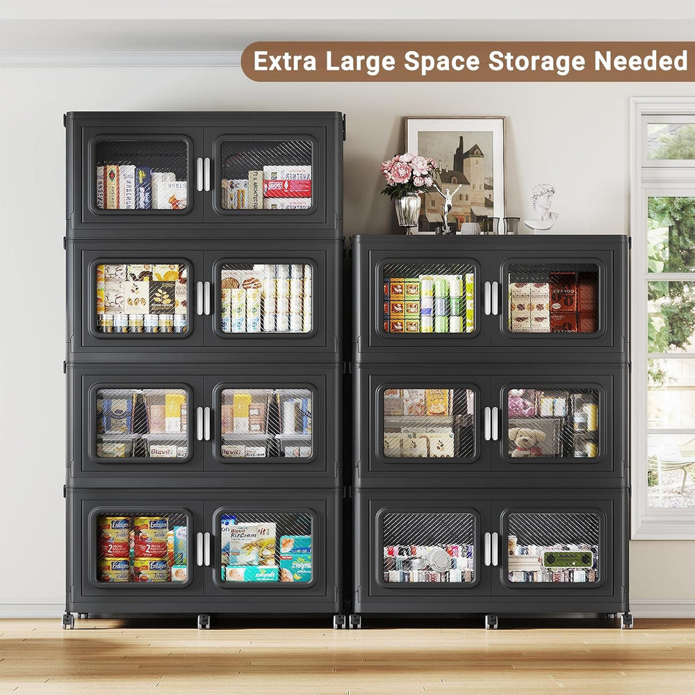 BROVIEW 660qt Extra Large Stackable Storage Bins with Lids Black 3 Pack