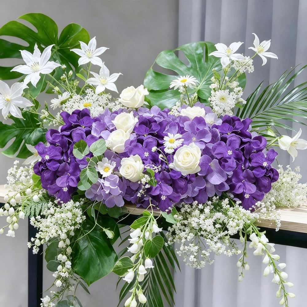 50 Pcs Faux Purple Mix Hydrangea Artificial Flowers Bulk Fake Flowers