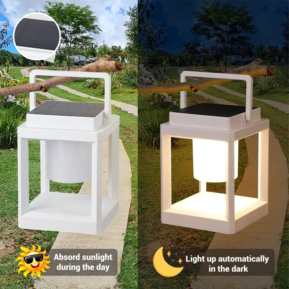 Outdoor Table Lamp, 3-Level Brightness LED Nightstand Lantern, Portable Recha...