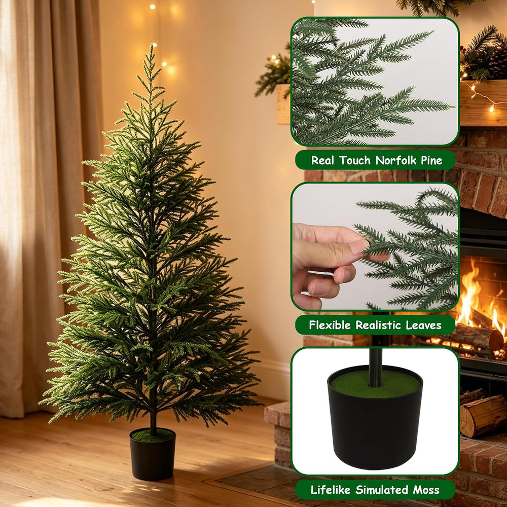 Cllayees 5FT Norfolk Pine Artificial Christmas Tree with Lights