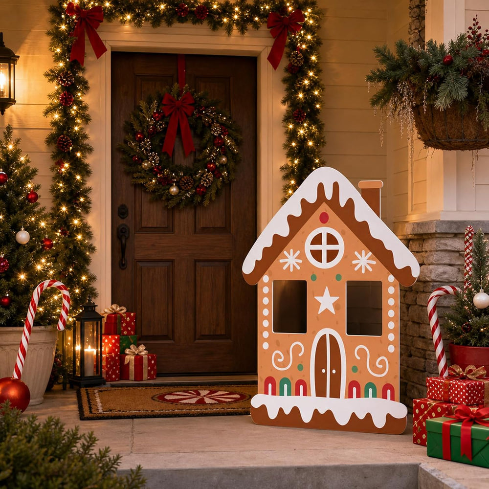 3.9ft 1pcs Gingerbread House Cardboard Cutout Christmas Standee Prop