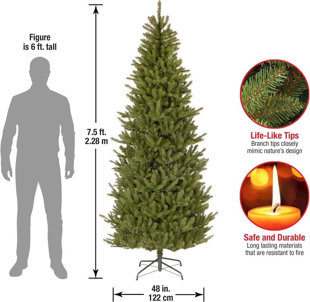 National Tree Company 7.5ft Unlit Fraser Fir Slim Artificial Christmas Tree