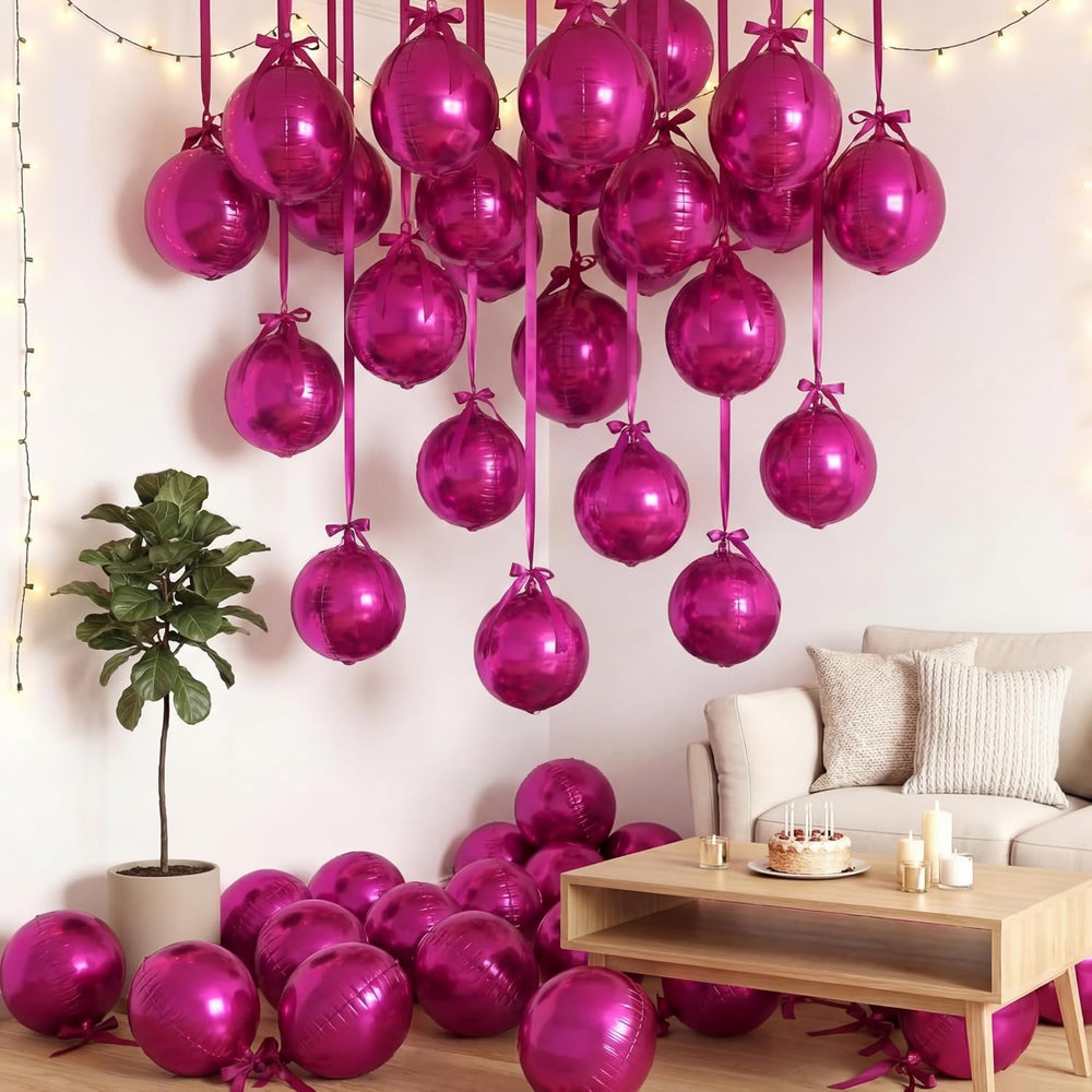 36 Pcs 22" Hot Pink Round Foil Balloons Metallic Pink Balloons
