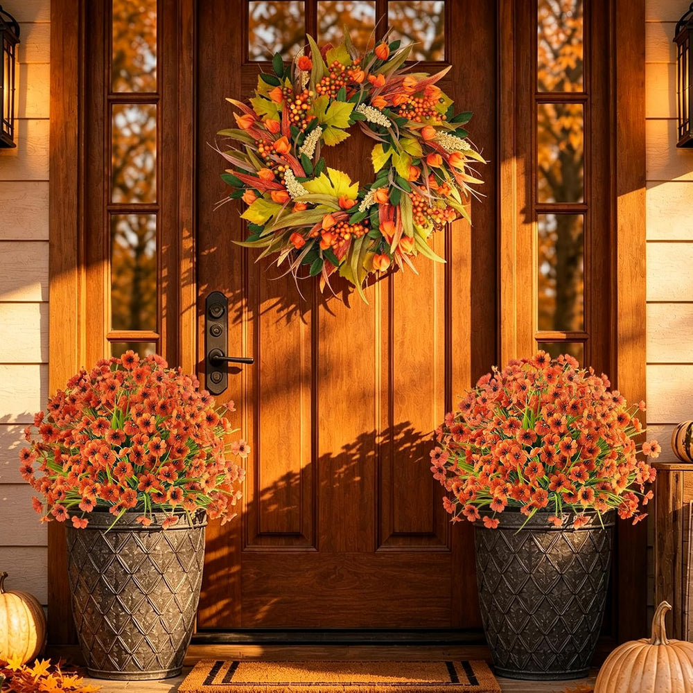 2 Pack Artificial Fall Yellow Flower Topiary Balls for Outdoor