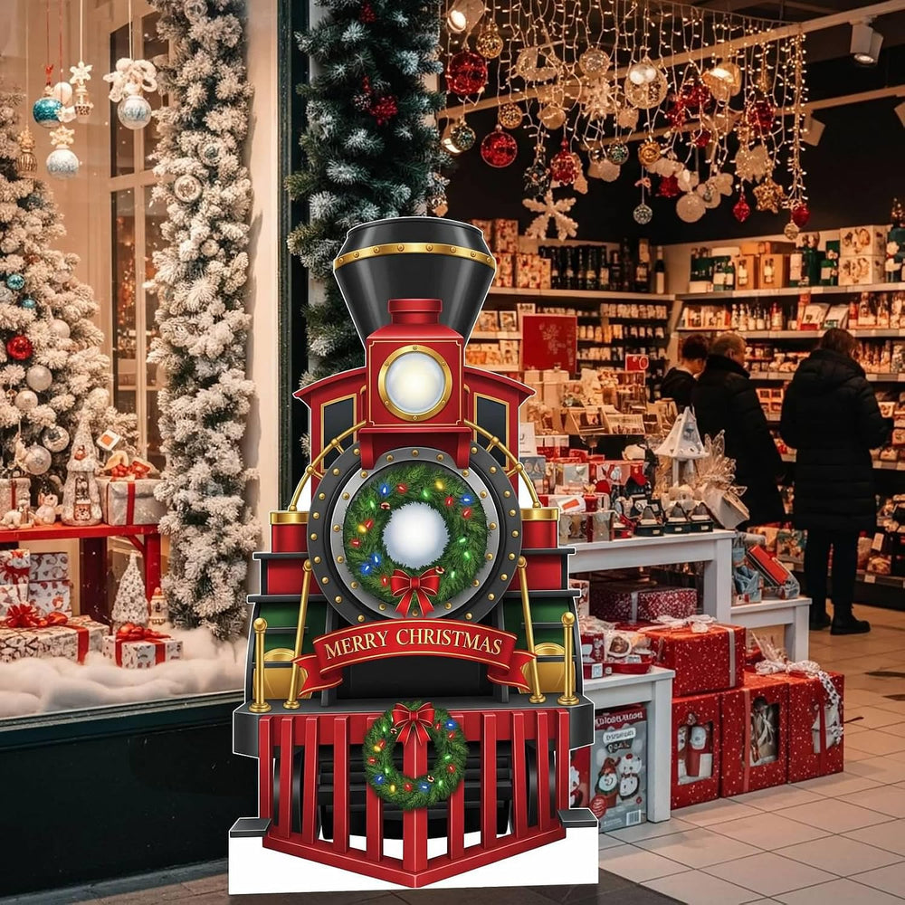 Christmas Train Engine Cardboard Cutouts, 4mm Corrugated Plastic Standee Deco...