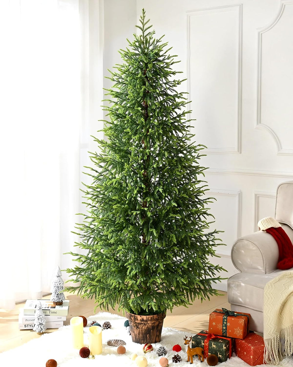 BLEUM CADE 6FT Christmas Tree with Pot, Norfolk Pine Christmas Tree Decor