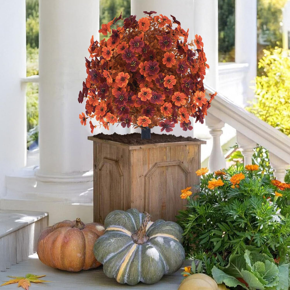 2Pcs 22" Faux Artificial Fall Topiary Ball Flowers for Outdoors, Fake Plant