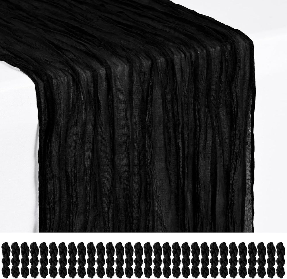 30 Pack Black Cheesecloth Table Runner 17x108 Inches Boho Home Decor