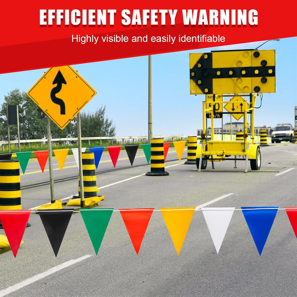 Safety Warning Highly Visible Pennant Banner Flags(45pcs,105ft,Multicolor)
