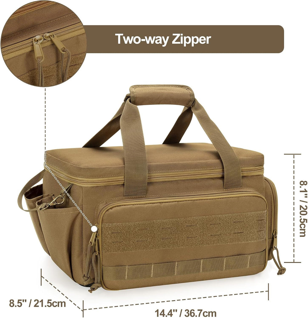 Rexmica 14-Inch Tool Bag Tool Storage Organizer Tactical Range Bag, Khaki