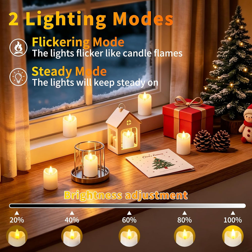 Kimjo Rechargeable Flickering Tea Lights with Remote Timer, 12 Pack