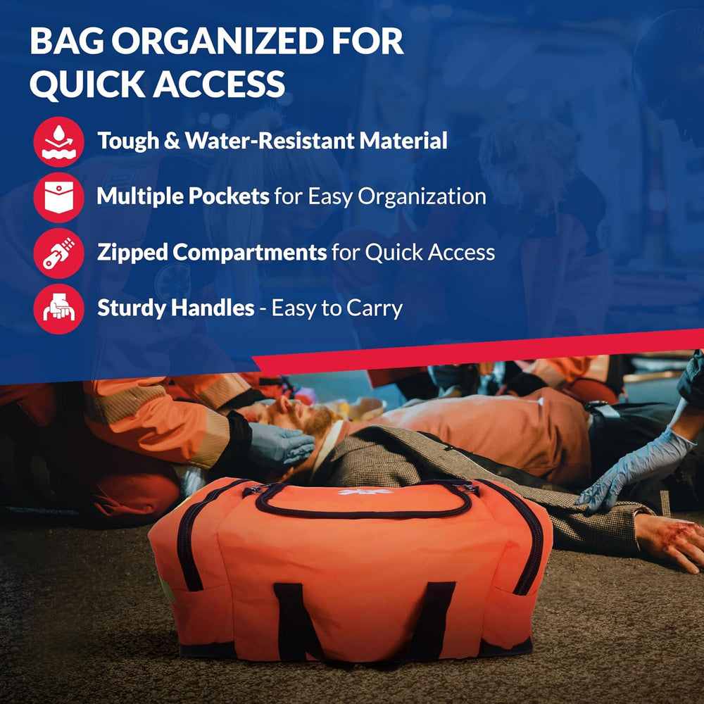 Fully Stocked Trauma First Aid Kit – First Responder II Bag with Tools, Gauze...