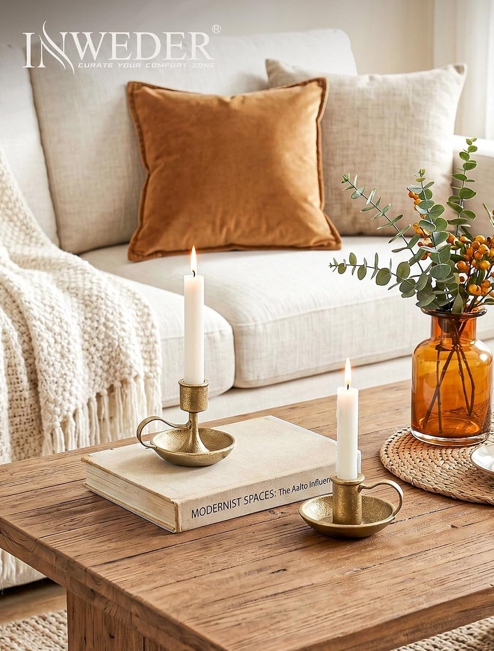 Vintage Brass Candlestick Holders: Cast Iron Taper Candle Holders