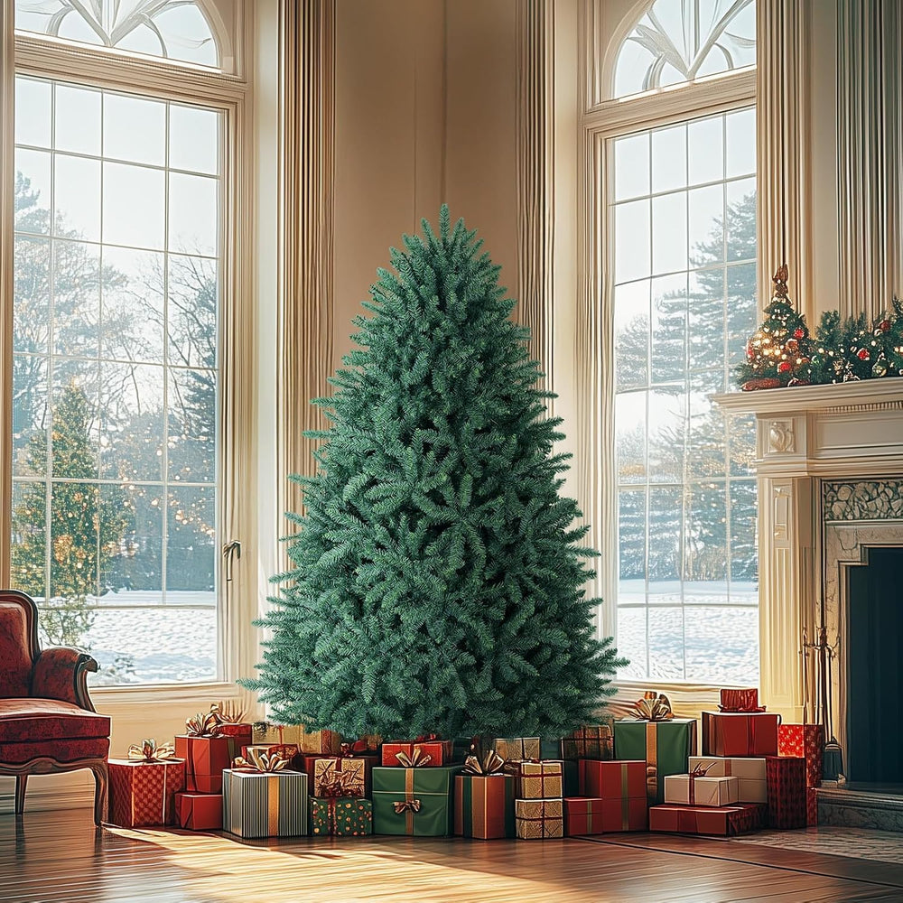 OasisCraft 7.5ft Blue Spruce Artificial Christmas Tree, Premium Hinged with S...