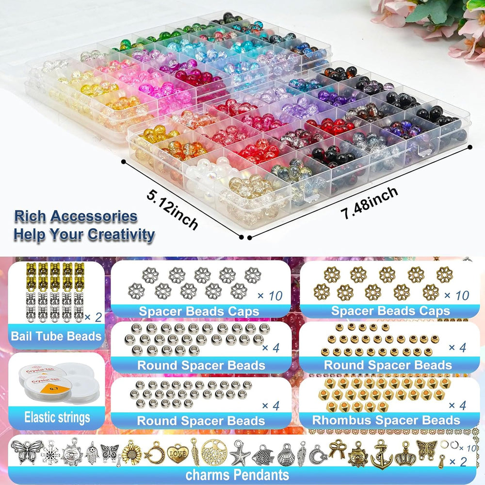 Hanyoung 8mm Glass Beads for Bracelet Making Kits, 96 Colors 2900 pcs