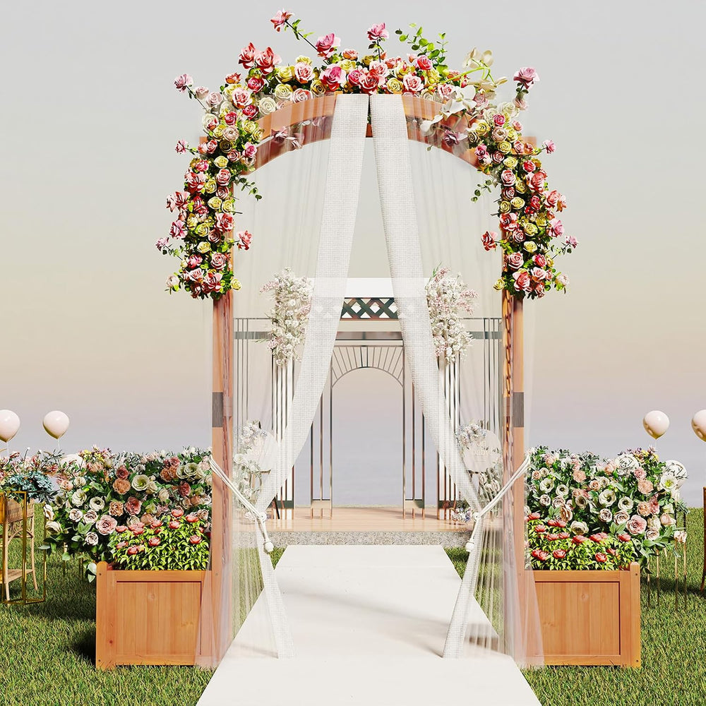 Giantex Garden Arbor with Planter Boxes, Wooden Arch with Trellis and Raised ...