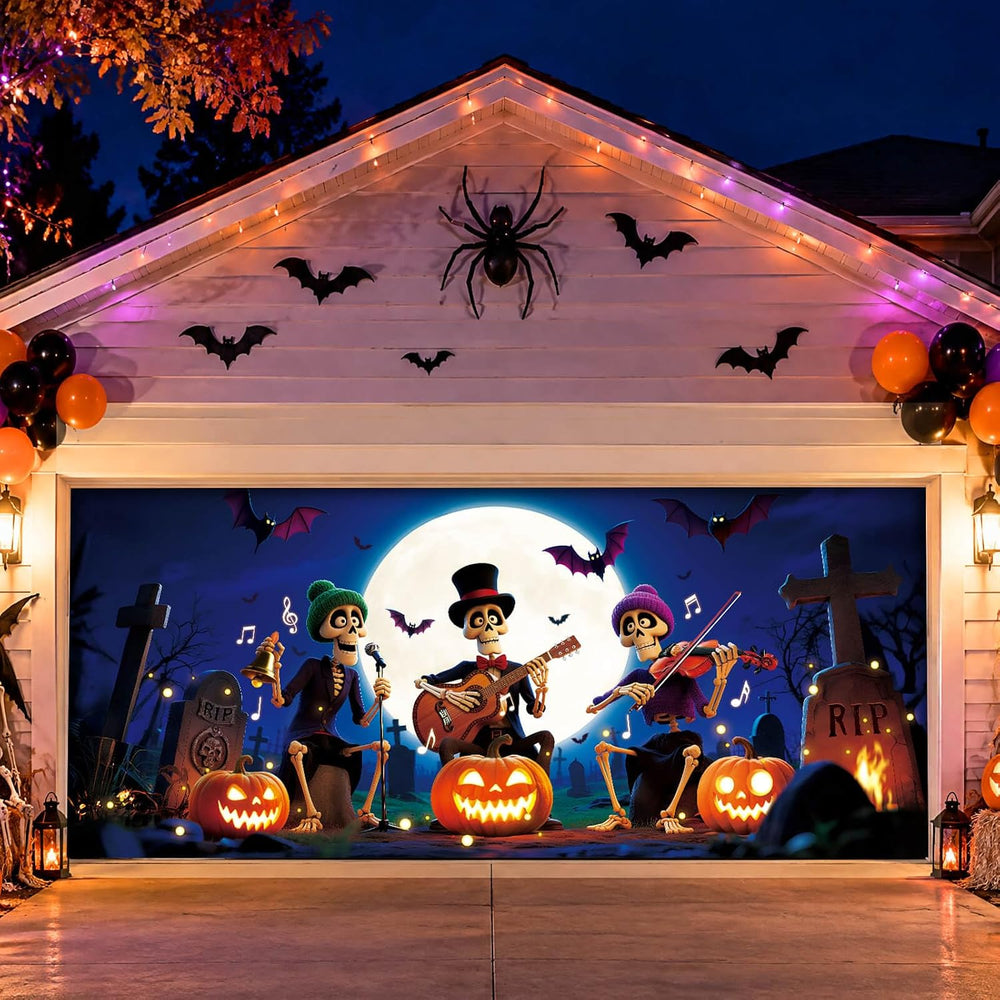 Halloween Garage Door Cover Decor, 7x16ft Outdoor Party Backdrop