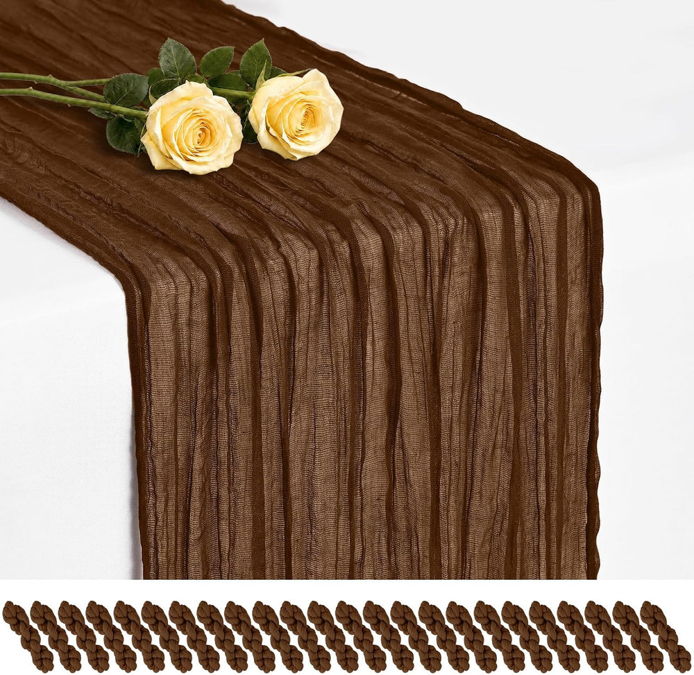 24 Pack Brown Cheesecloth Table Runner 17x108 Inches Boho Home Decor