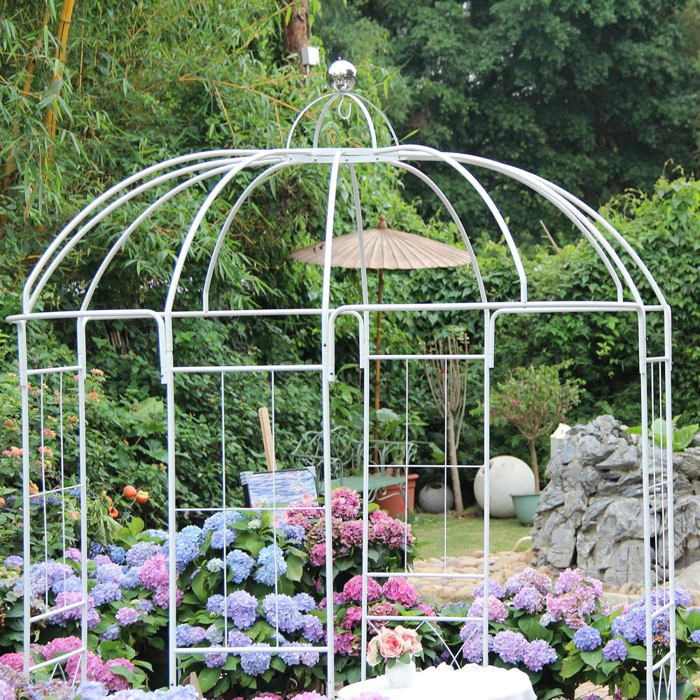 Birdcage Shape Garden Arches Arbors,9' High x 6.8' Wide,Metal Gazebo ...