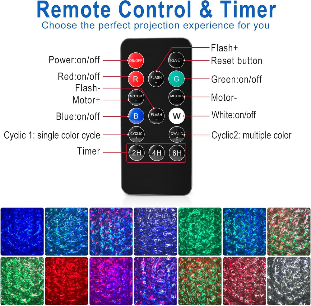 Ocean Wave Projector Light Outdoor 15 Colors Water Ripple Effect Lamp