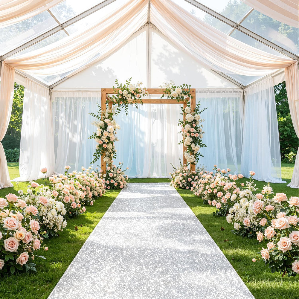 Silver Wedding Aisle Runner Sparkly 4FTx15FT Sequin Aisle Runner Rug Glitter ...