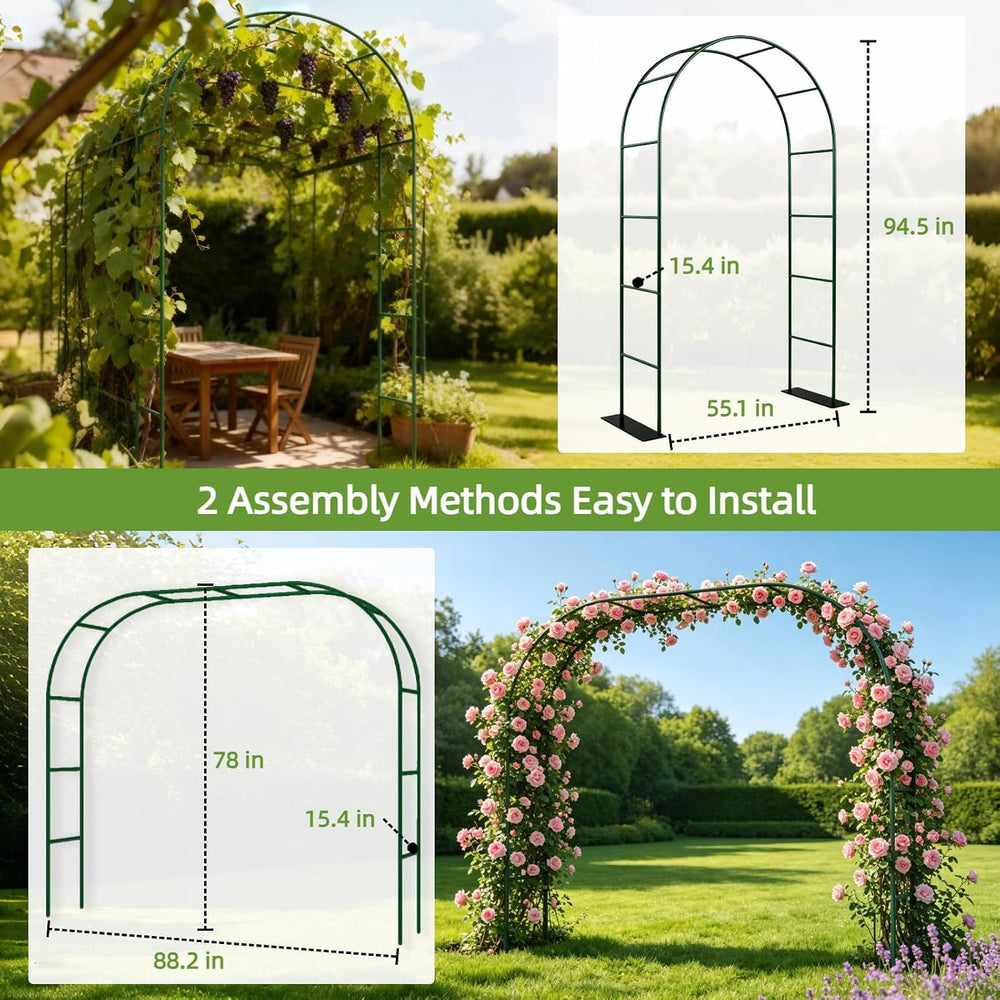 Thickened Metal Garden Arch with Detachable Base, 16mm Rust-Resistant Archway...