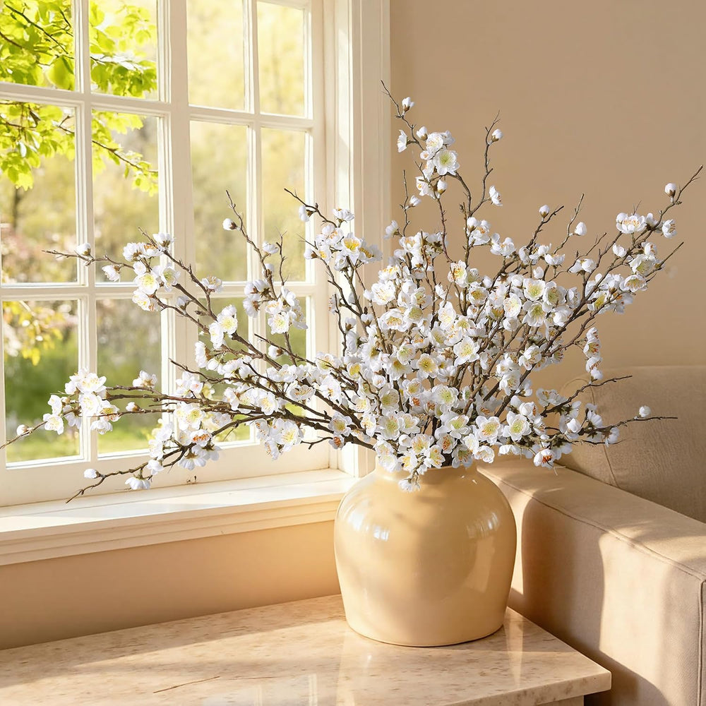 6 PCS Artificial Cherry Blossom Branches Spring Indoor Decoration, Faux Flowe...