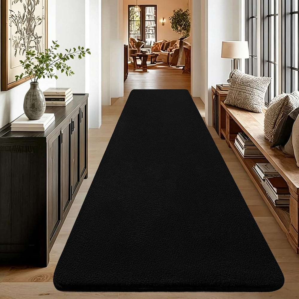 Black Hallway Runner Rug, 2x8 Modern Kitchen Runner Rug Non Slip