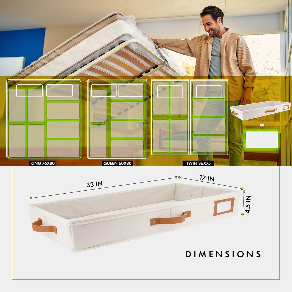 Under Bed Storage, Low Profile 2pc with Lid, Ivory