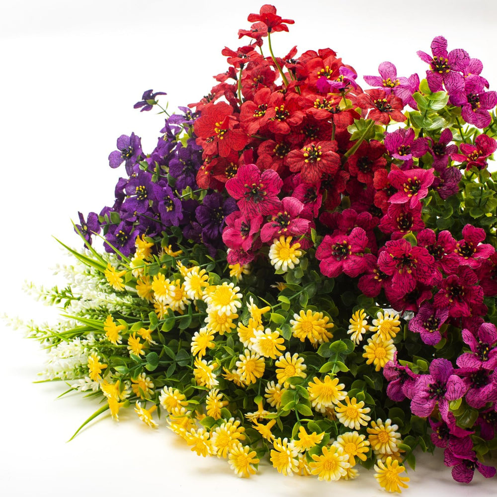 Grunyia 20 Bundles Artificial Flowers Outdoor No Fade UV Resistant Fake Plast...