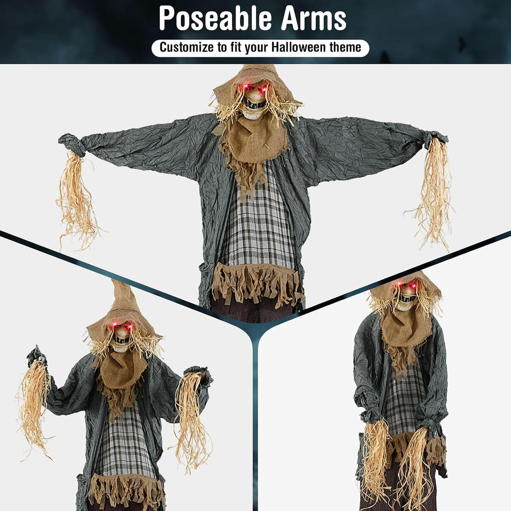 Moccha Standing Scarecrow Halloween Decorations - 7 FT Sound-Activated Ghost ...