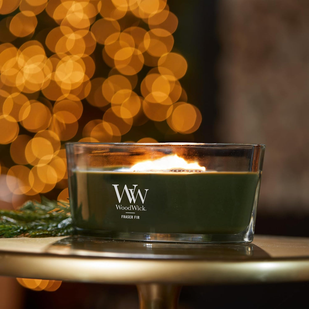 WoodWick Fraser Fir Scented Candle, Crackling Wick, 16oz