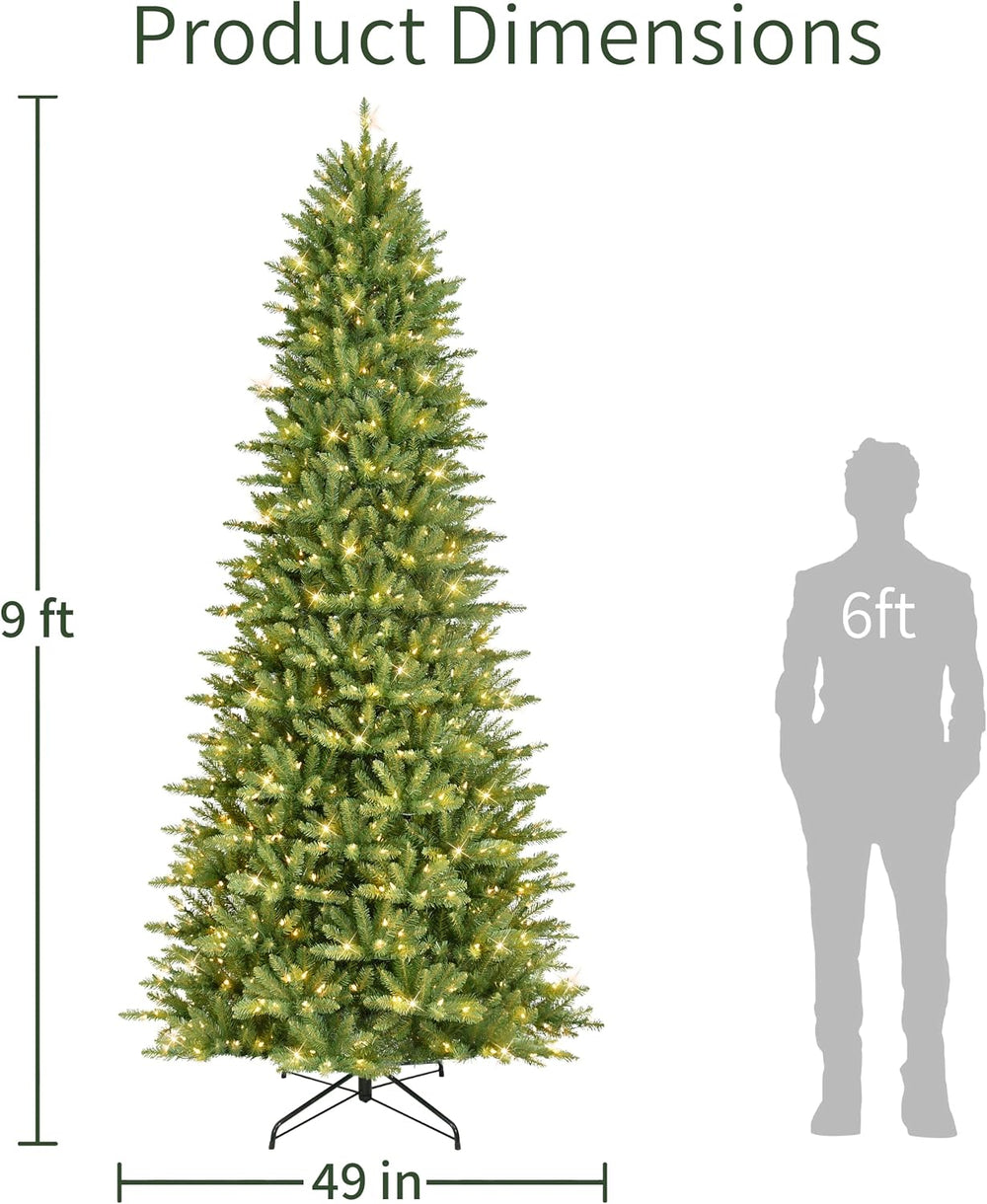 Puleo International 9ft Pre-Lit Slim Fraser Fir Artificial Christmas Tree