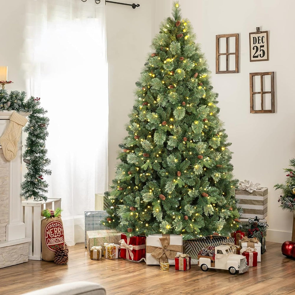 Kadunmina 6ft Pre-Lit Carolina Pine Christmas Tree, 410 Warm White Lights