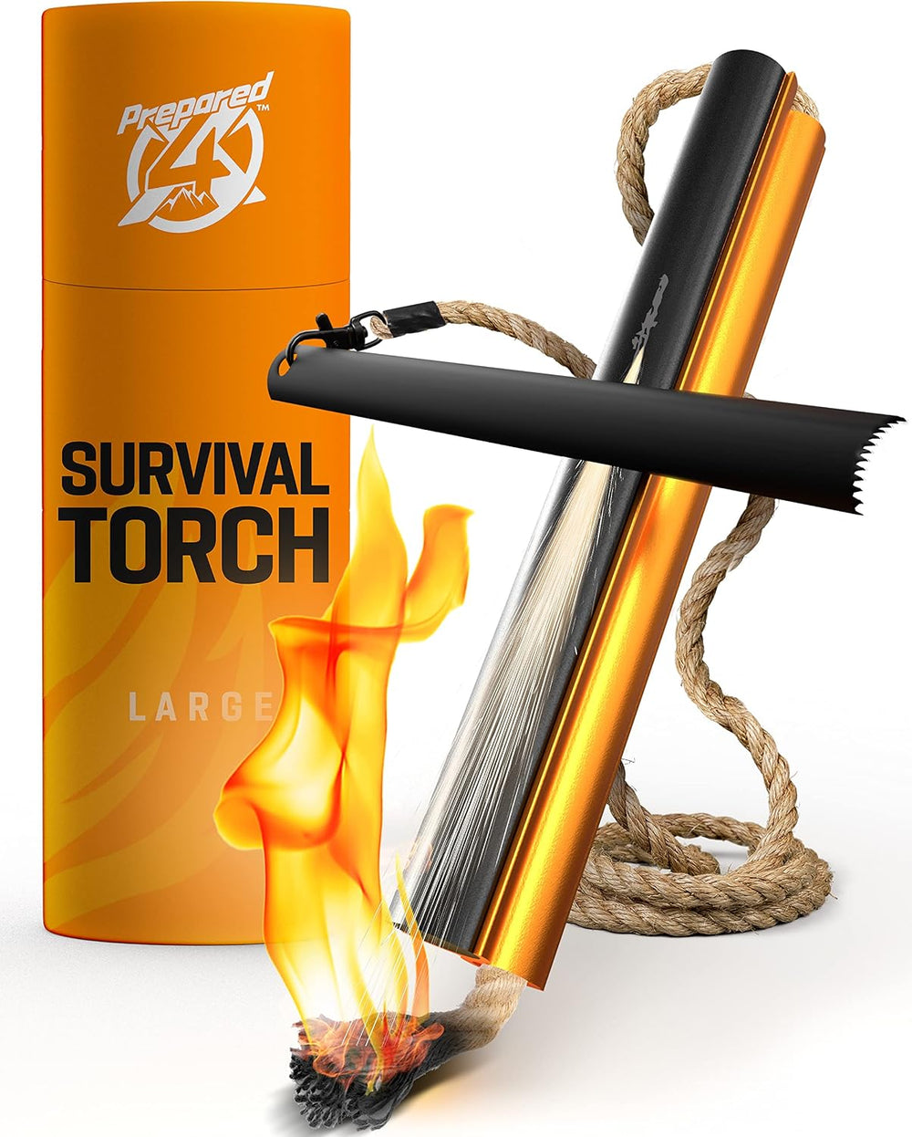 PREPARED4X Fire Starter Survival Tool, Ferro Rod Flint and Steel Kit