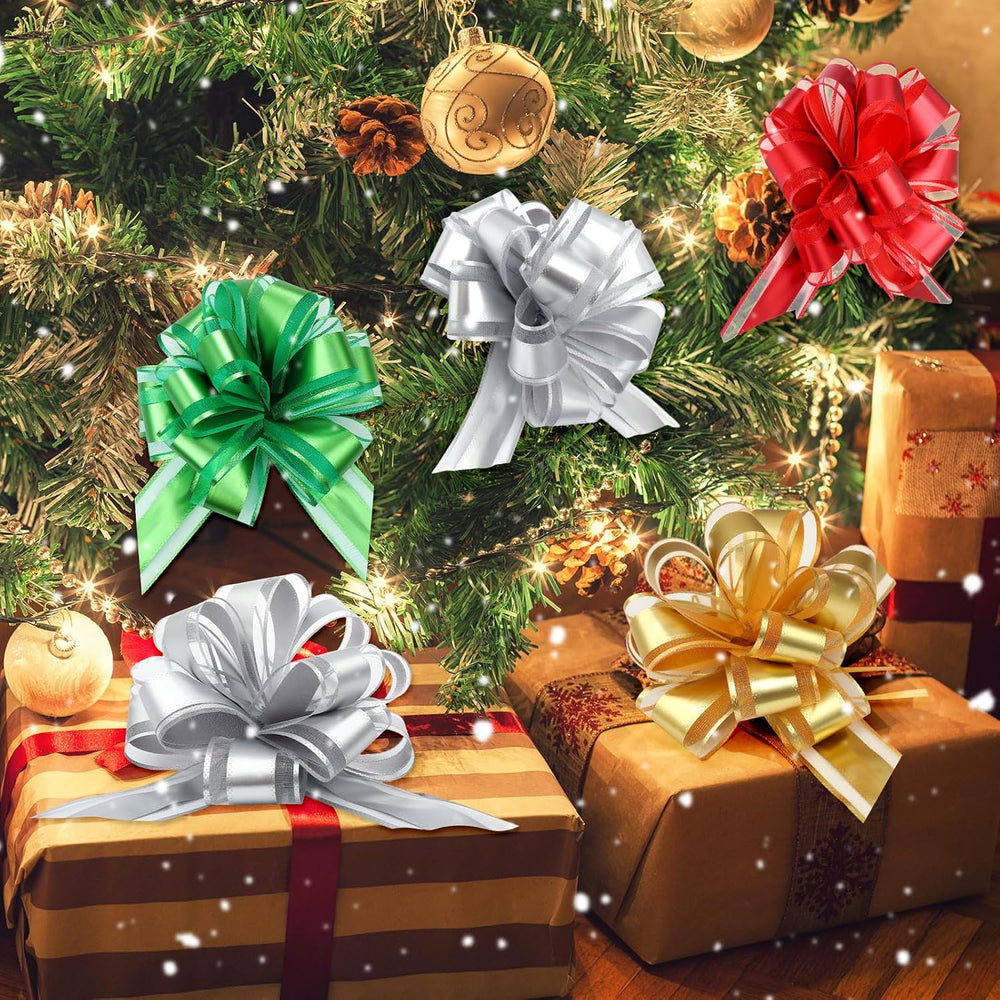 Riceshoot 60 Pcs Christmas Large Pull Bows Ribbon Gift 6 Inch Pastel Gift Wra...