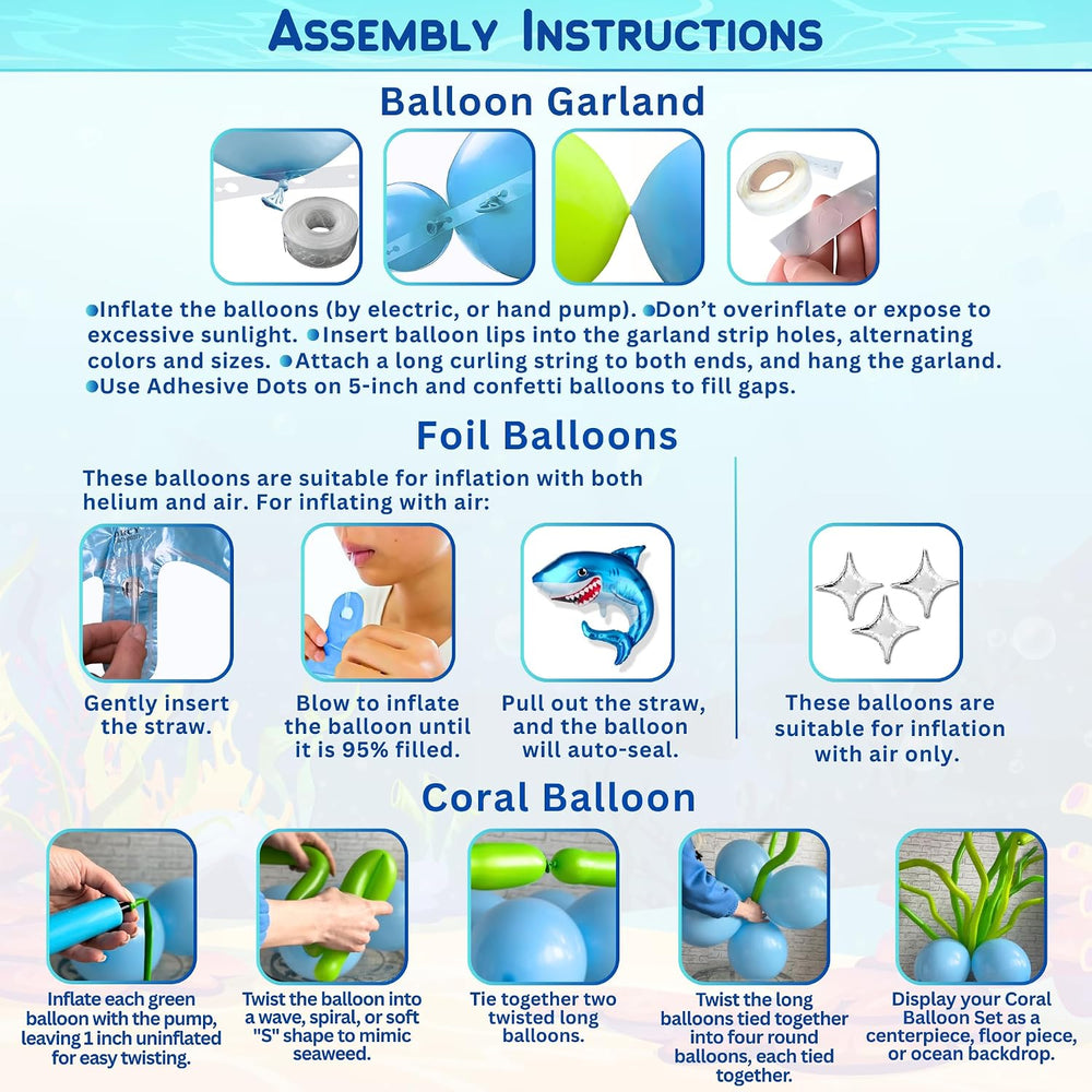179 Pc Under the Sea Party Decorations – Ocean Birthday Balloon Arch Kit