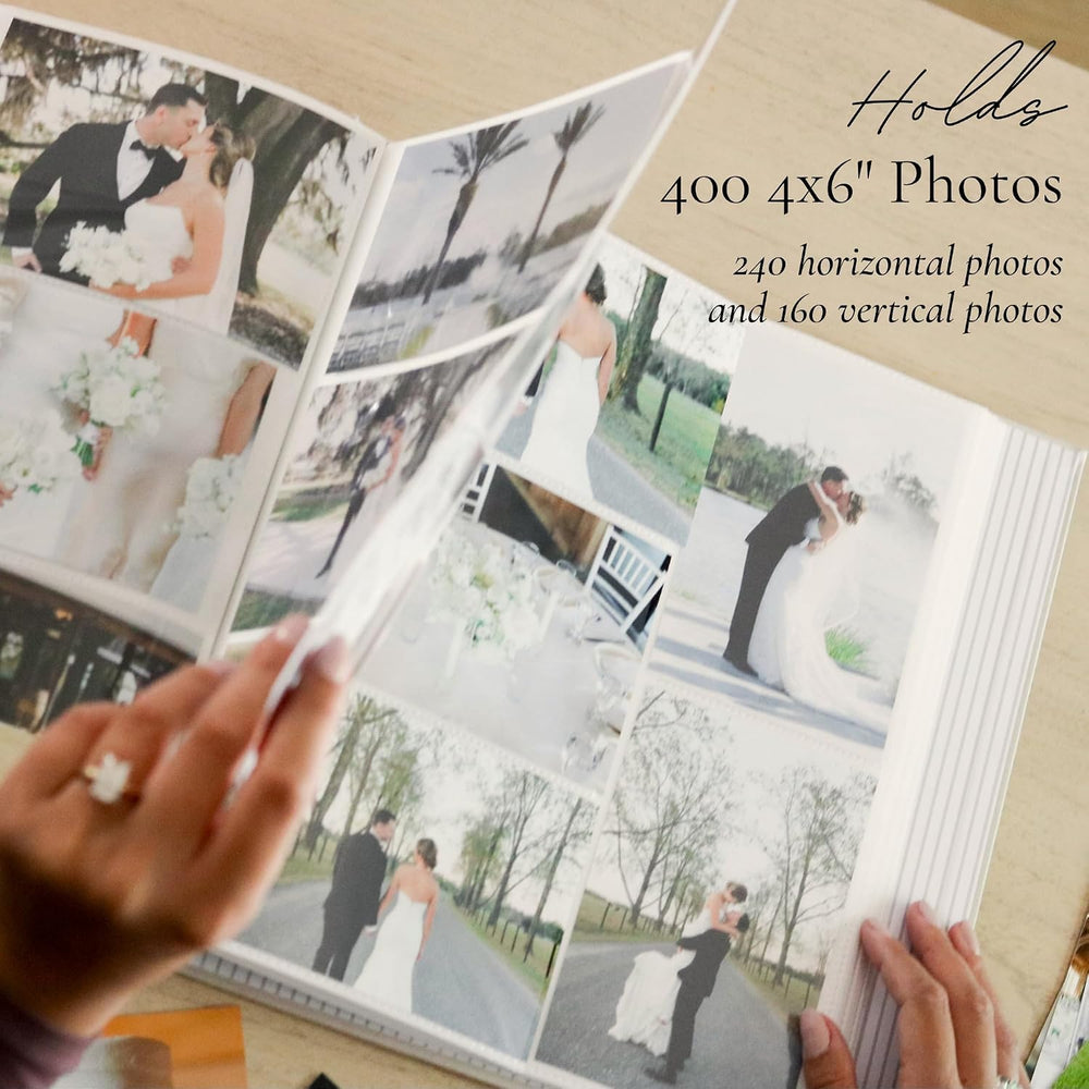 Wedding Photo Album for 400 4x6 Pictures - Large Linen Picture Scrapbook