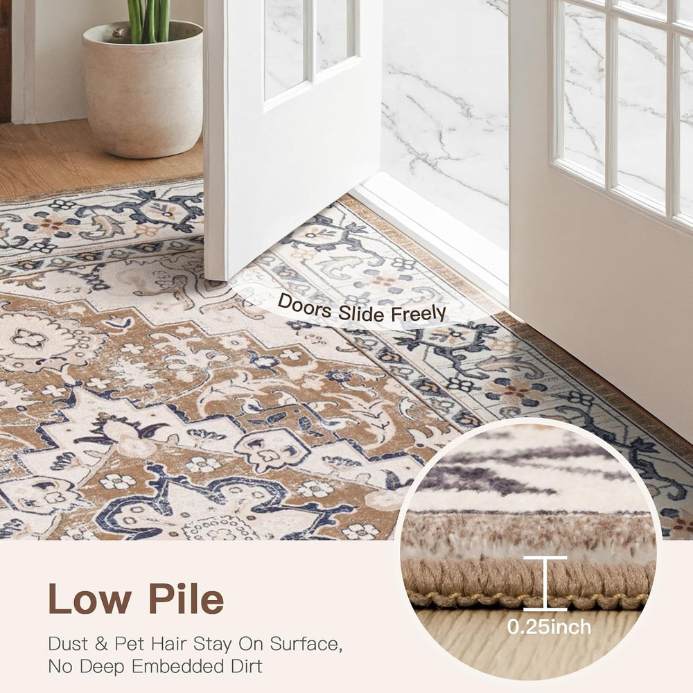 Lofus 8x10 Area Rugs for Living Room Bedroom, Soft Boho Carpet Floral Brown