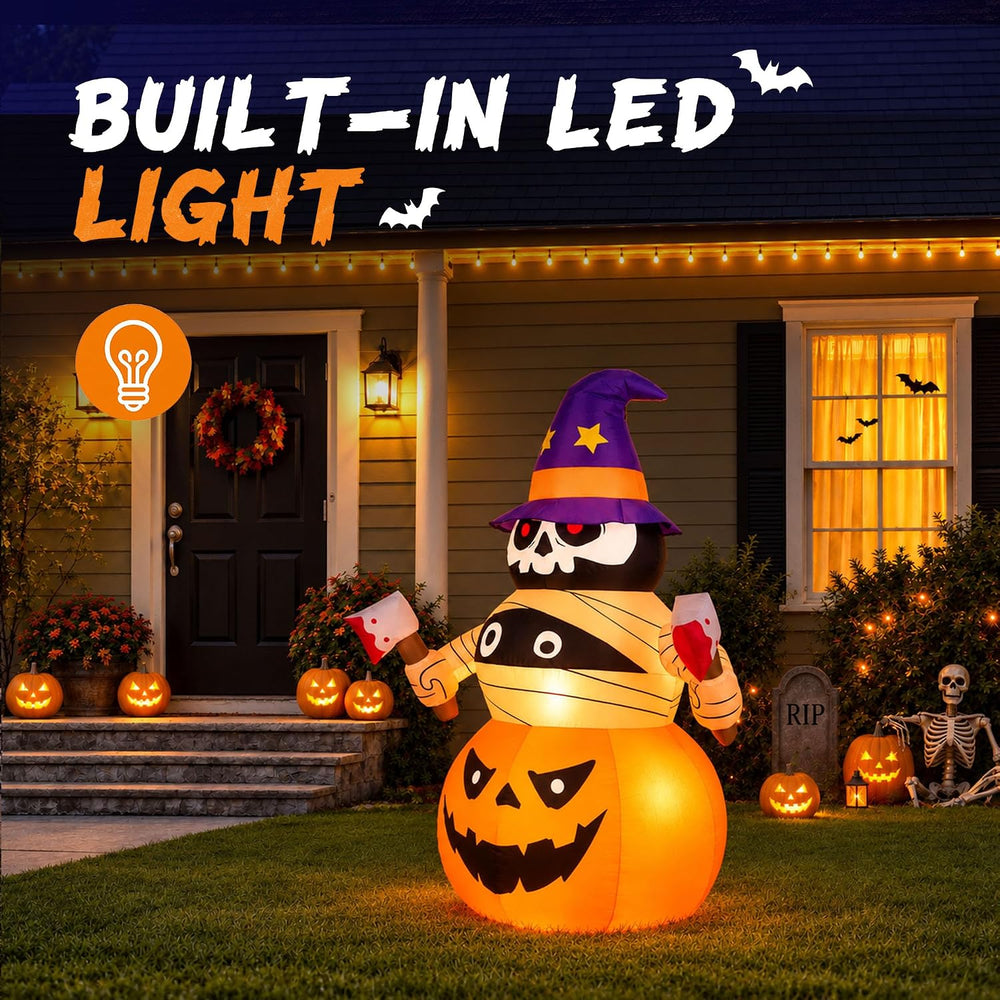 4FT Inflatable Halloween Decoration Outdoor Blow Pumpkin Stacker Yard Decor
